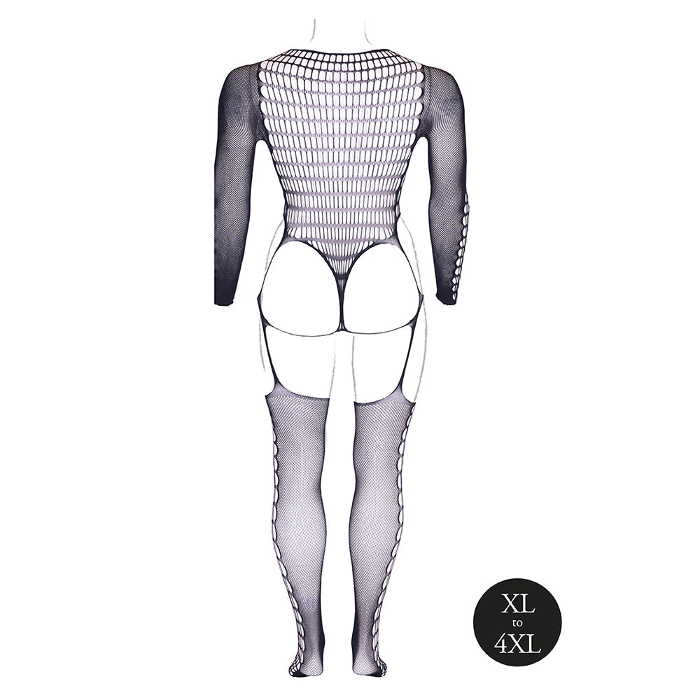 Le Desir Shade Kalyke XXIII Bodystocking with Turtleneck Black Queen Size - Fantasies Boutique