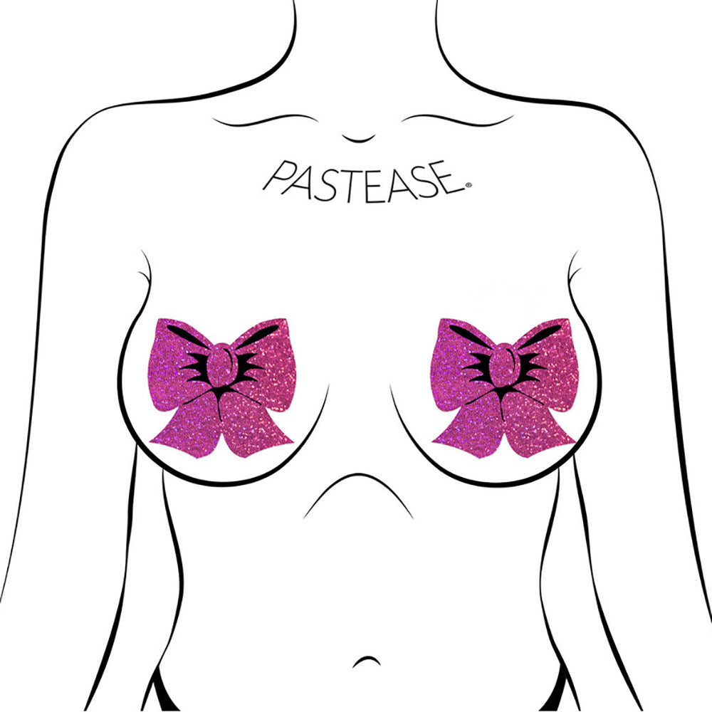 Pastease Bow: Hot Pink Glitter Bows Pasties