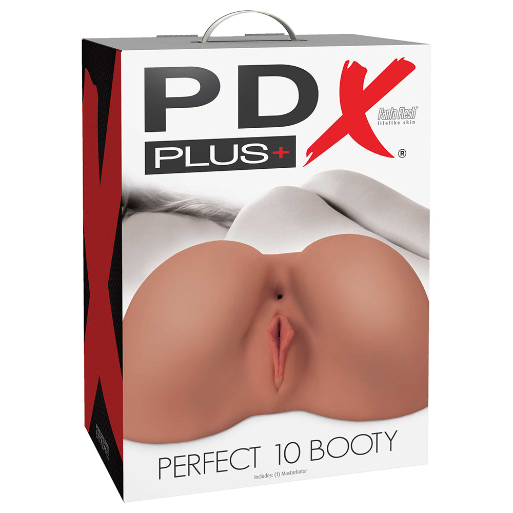 PDX Plus Perfect 10 Booty Dual Entry Masturbator Tan - Fantasies Boutique
