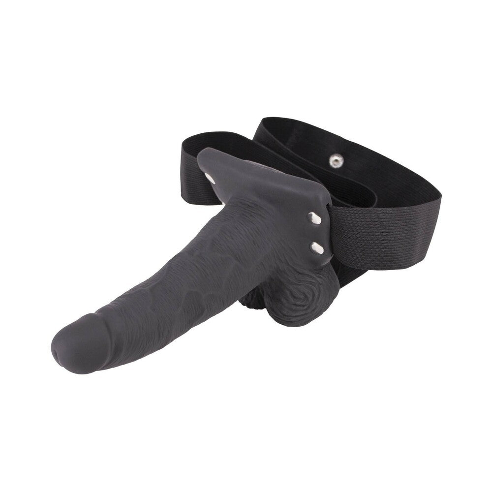 Erection Assistant Hollow Strap-On Vibrating 6 in. Black - Fantasies Boutique