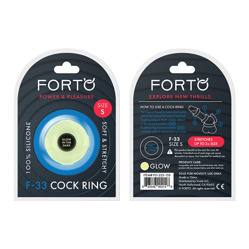 Forto F-33 Liquid Silicone Cockring Small Glow - Fantasies Boutique