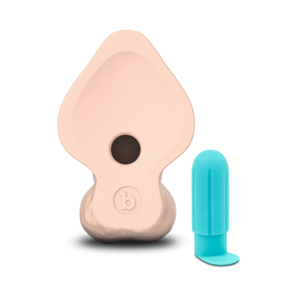 b-Vibe Slipskin Realistic Silicone Dildo 9 in. Curved Cream