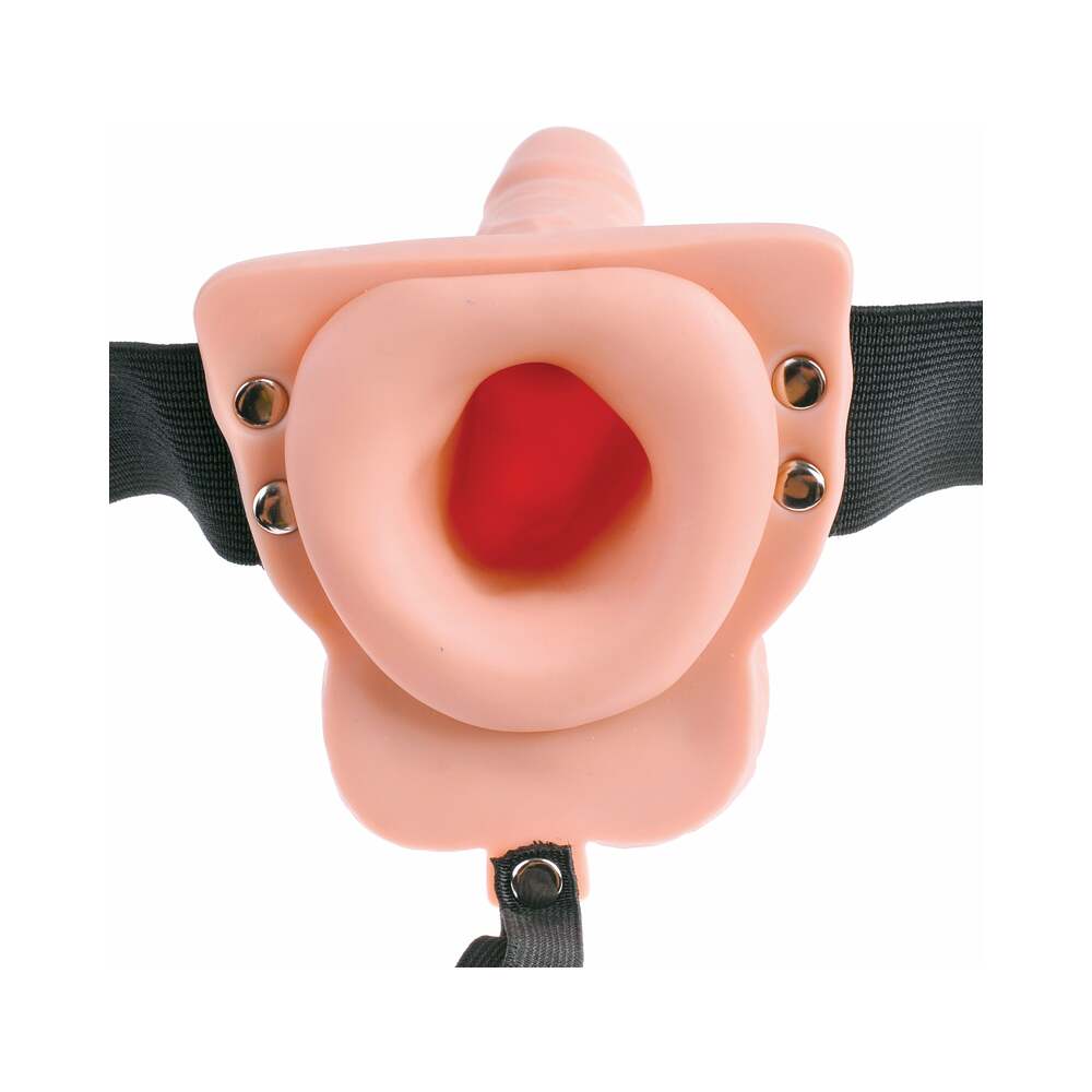 Fetish Fantasy Series Vibrating 6 in. Hollow Strap-On With Balls Beige/Black - Fantasies Boutique