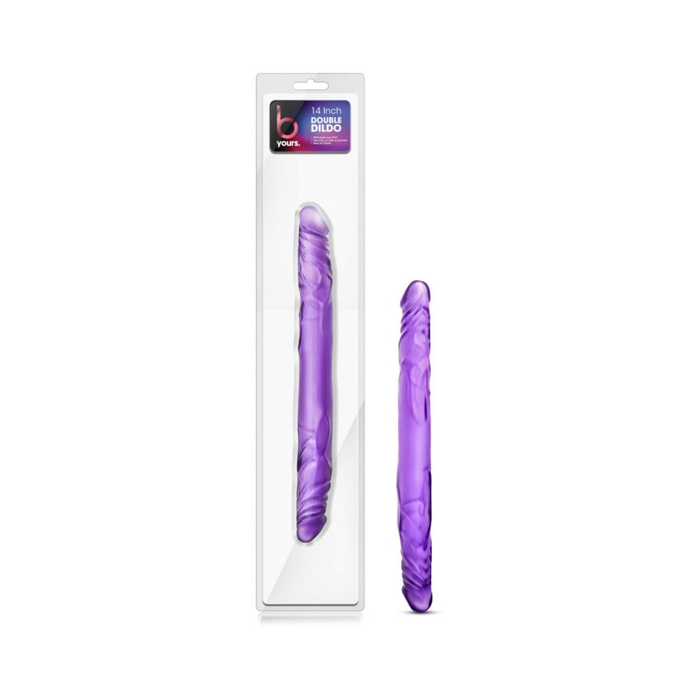 B Yours 14 in. Double Dildo Purple - Fantasies Boutique