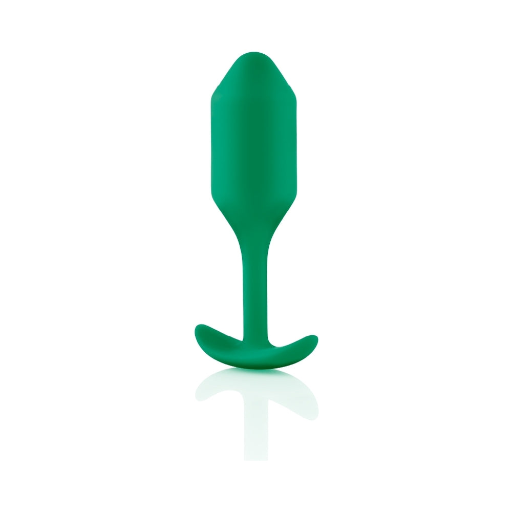 b-Vibe Snug Plug 2 Weighted Silicone Anal Plug Green - Fantasies Boutique