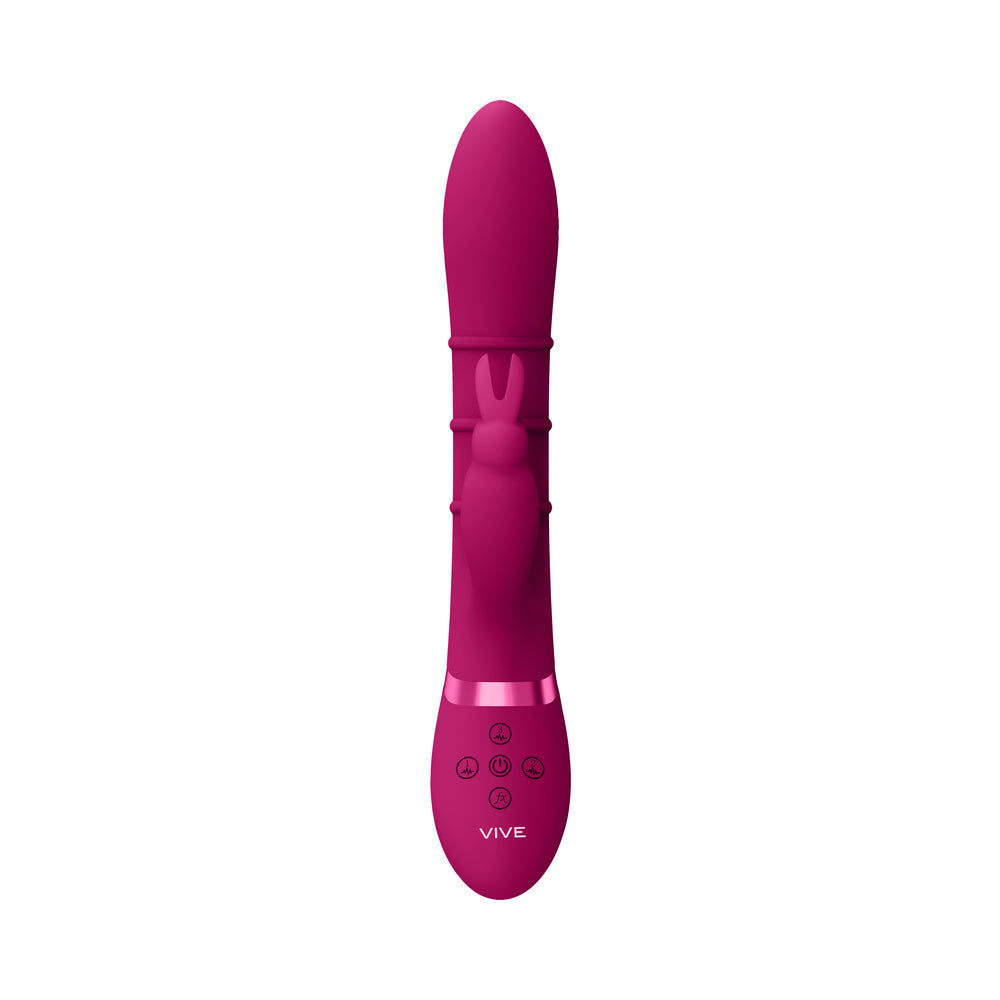 VIVE SORA Rechargeable Silicone G-Spot Rabbit Vibrator with Up & Down Stimulating Rings Pink - Fantasies Boutique