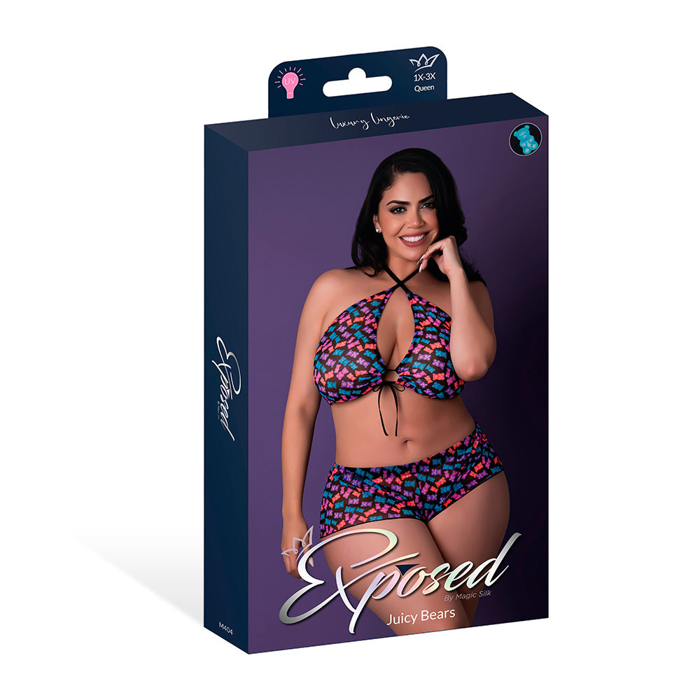 Magic Silk Hazy Dayz Halter Top & Hot Short Set Gummy Bears Queen Size