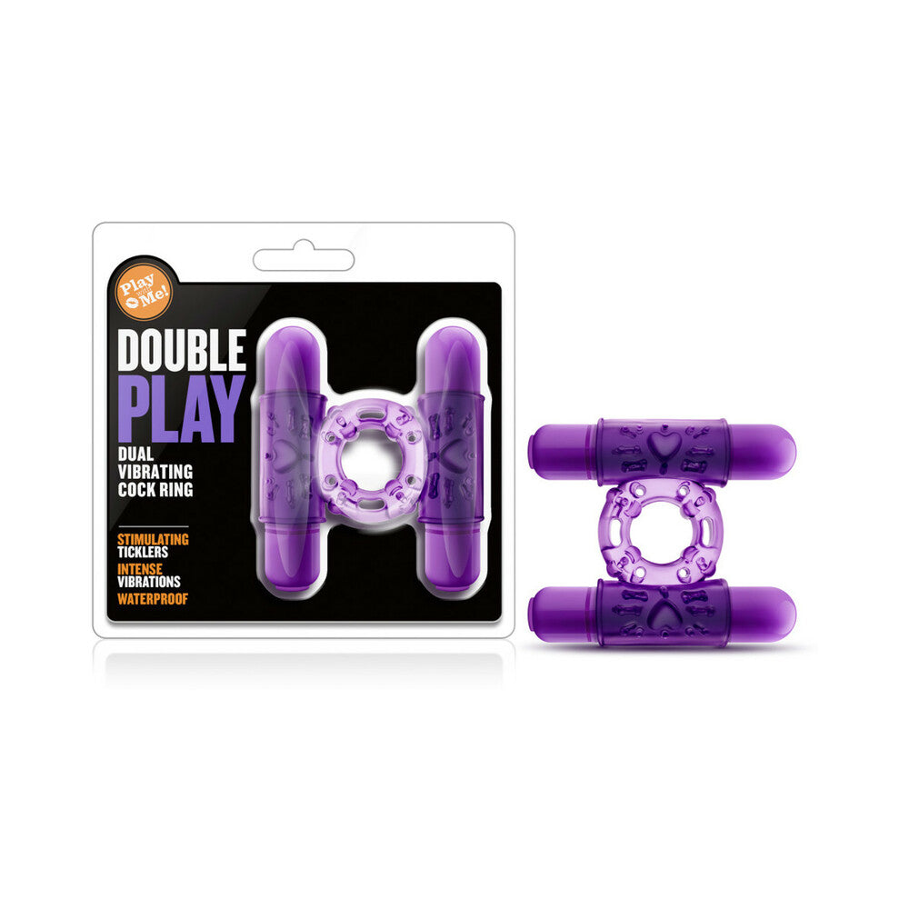 Play with Me Double Play Dual Vibrating Cockring Purple - Fantasies Boutique
