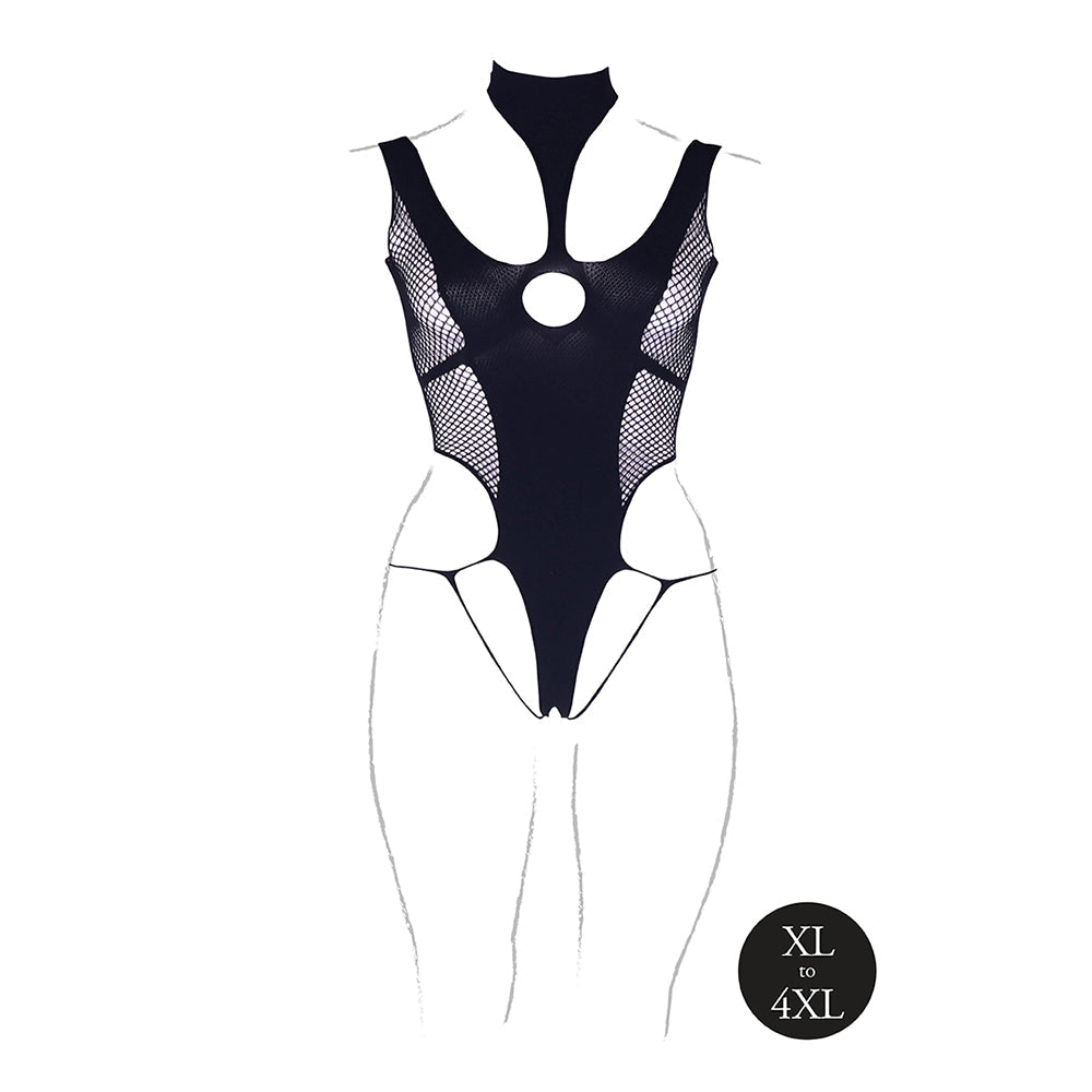 Le Desir Shade Cyllene XLVIII Bodysuit with Turtleneck Black Queen Size - Fantasies Boutique