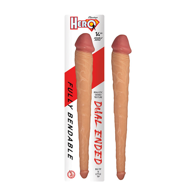 Hero Double Dong 14 in. White - Fantasies Boutique