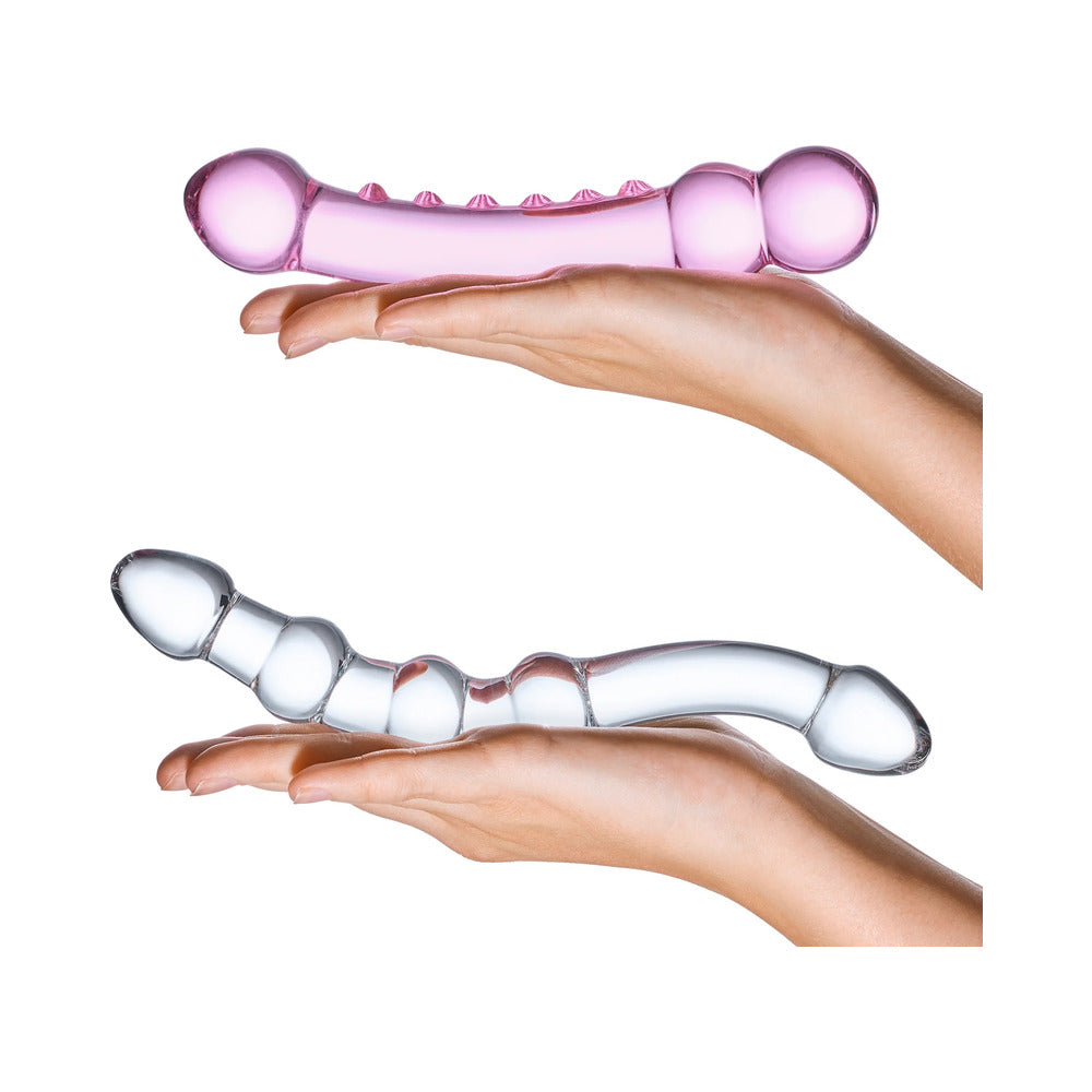 Glas 2-Piece Double Pleasure Glass Dildo Set - Fantasies Boutique