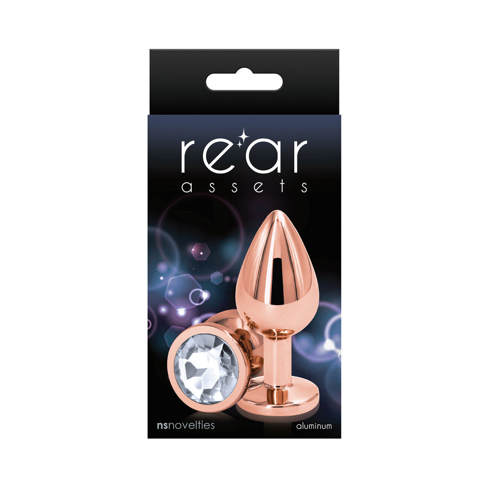 Rear Assets Rose Gold Anal Plug Medium Clear - Fantasies Boutique