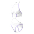 Magic Silk Sheer Passion Halter Teddy White/Lavender Queen Size