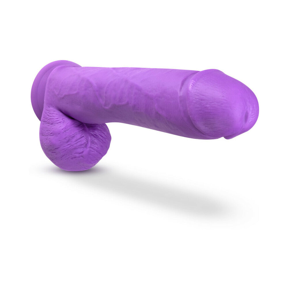 Blush Neo Elite 11 in. Silicone Dual Density Dildo with Balls & Suction Cup Neon Purple - Fantasies Boutique