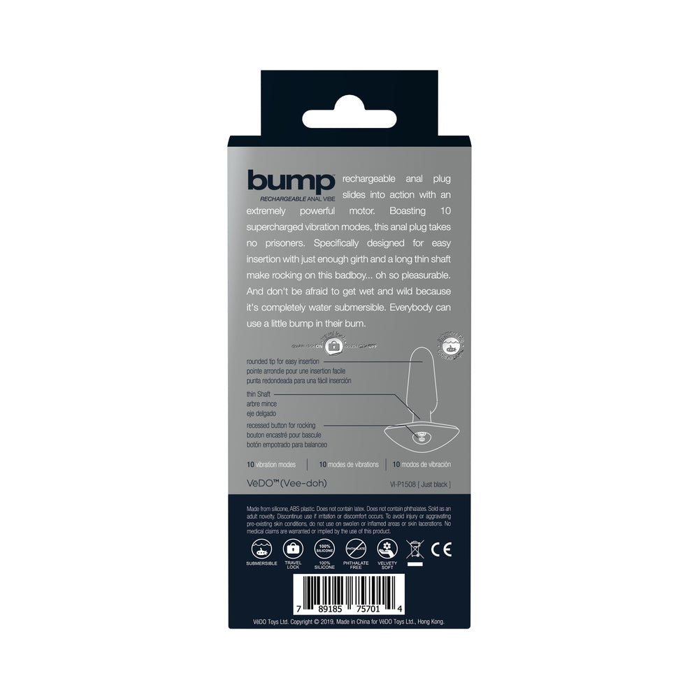 VeDO Bump Rechargeable Anal Vibe - Just Black - Fantasies Boutique