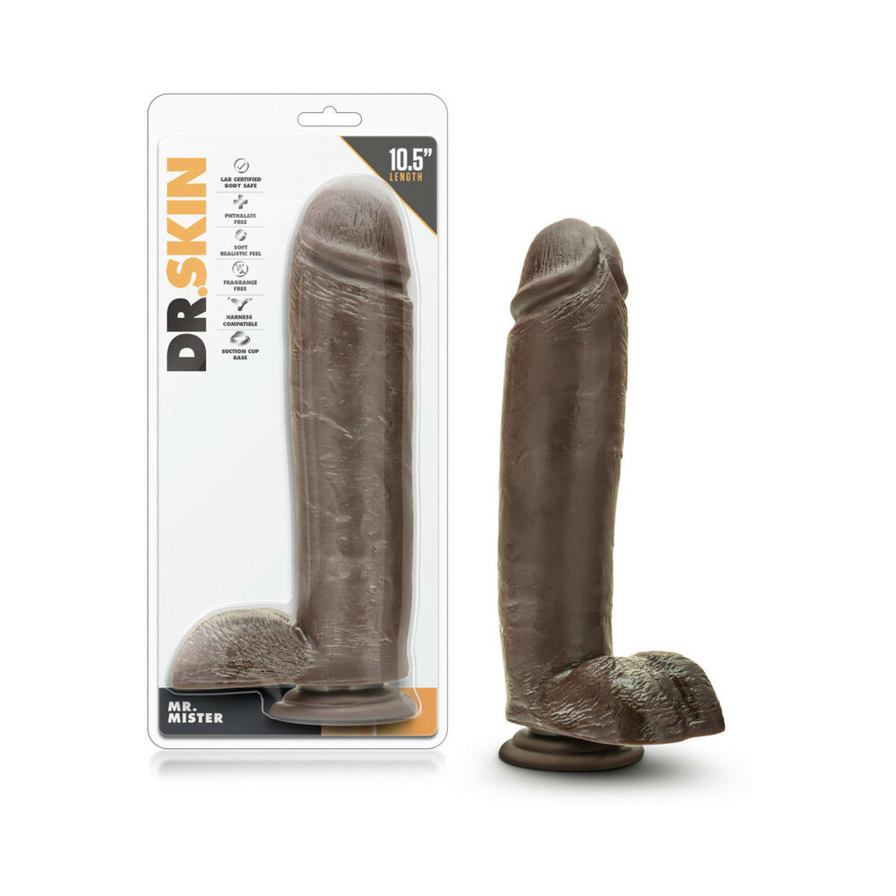 Dr. Skin Mr. Mister Realistic 10.5 in. Dildo with Balls Brown - Fantasies Boutique