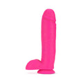 Neo 10 in. Dual Density Dildo with Balls Neon Pink - Fantasies Boutique