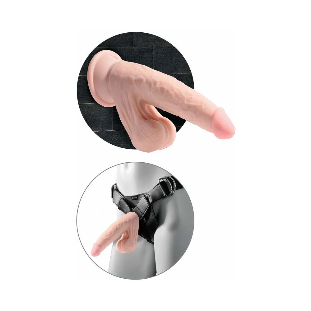 King Cock Plus 7 in. Triple-Density Cock With Swinging Balls Dildo Beige - Fantasies Boutique