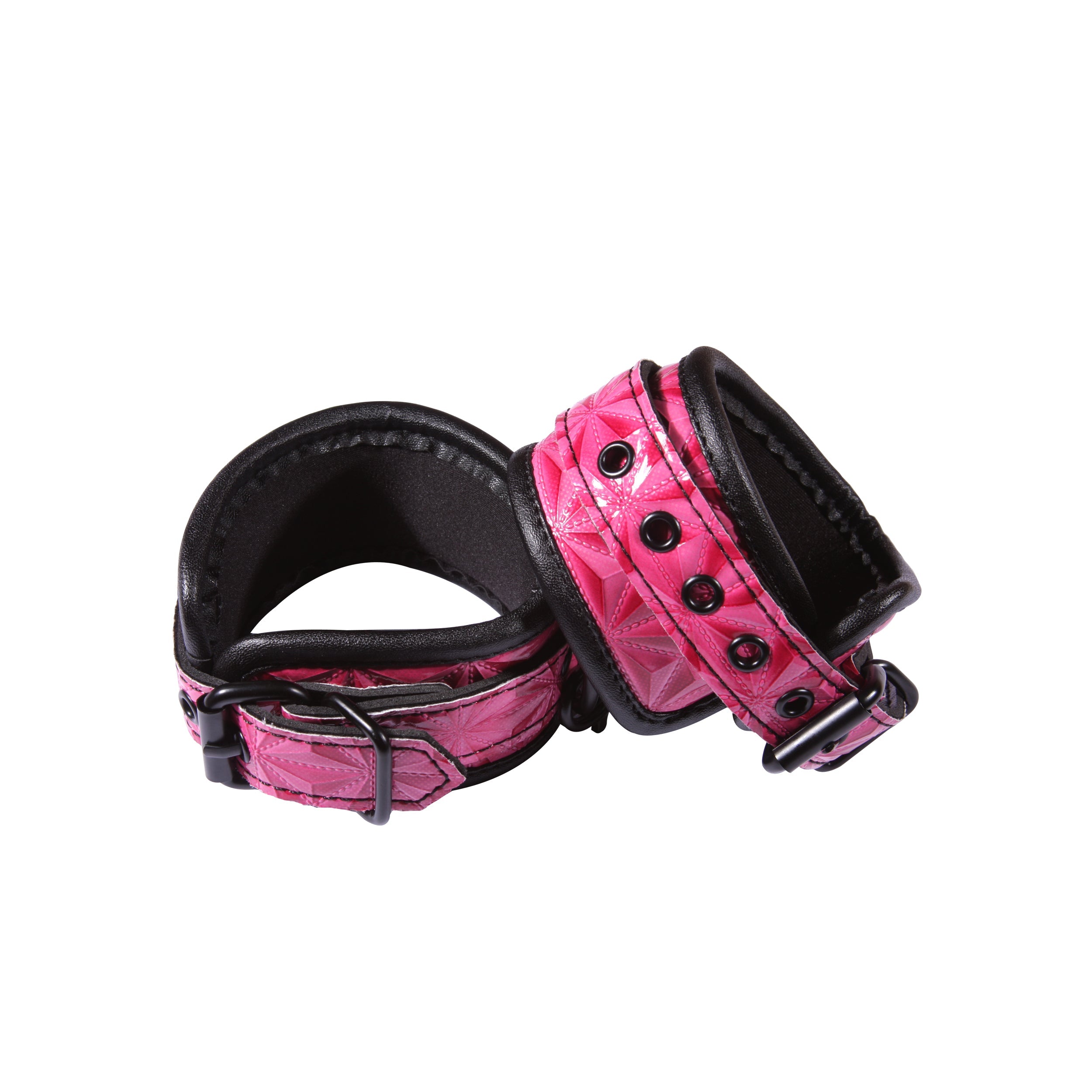 Sinful Vinyl Wrist Cuffs Pink - Fantasies Boutique