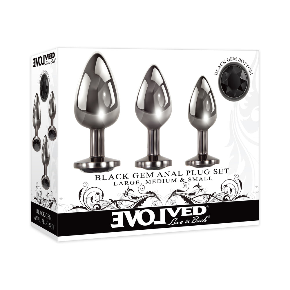 Evolved Black Gem Anal Plug 3-Piece Set - Fantasies Boutique