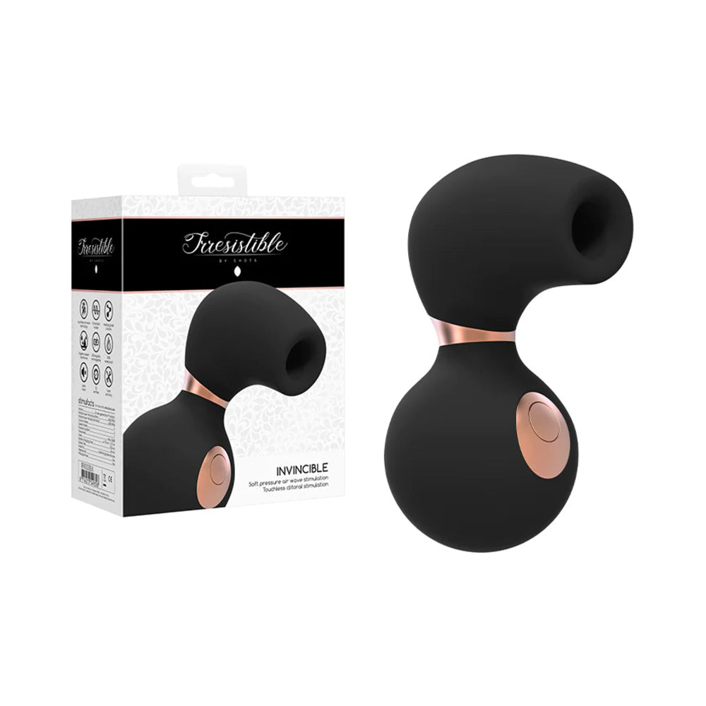 Shots Irresistible Invincible Soft Pressure Air Wave Clitoral Stimulator Black - Fantasies Boutique