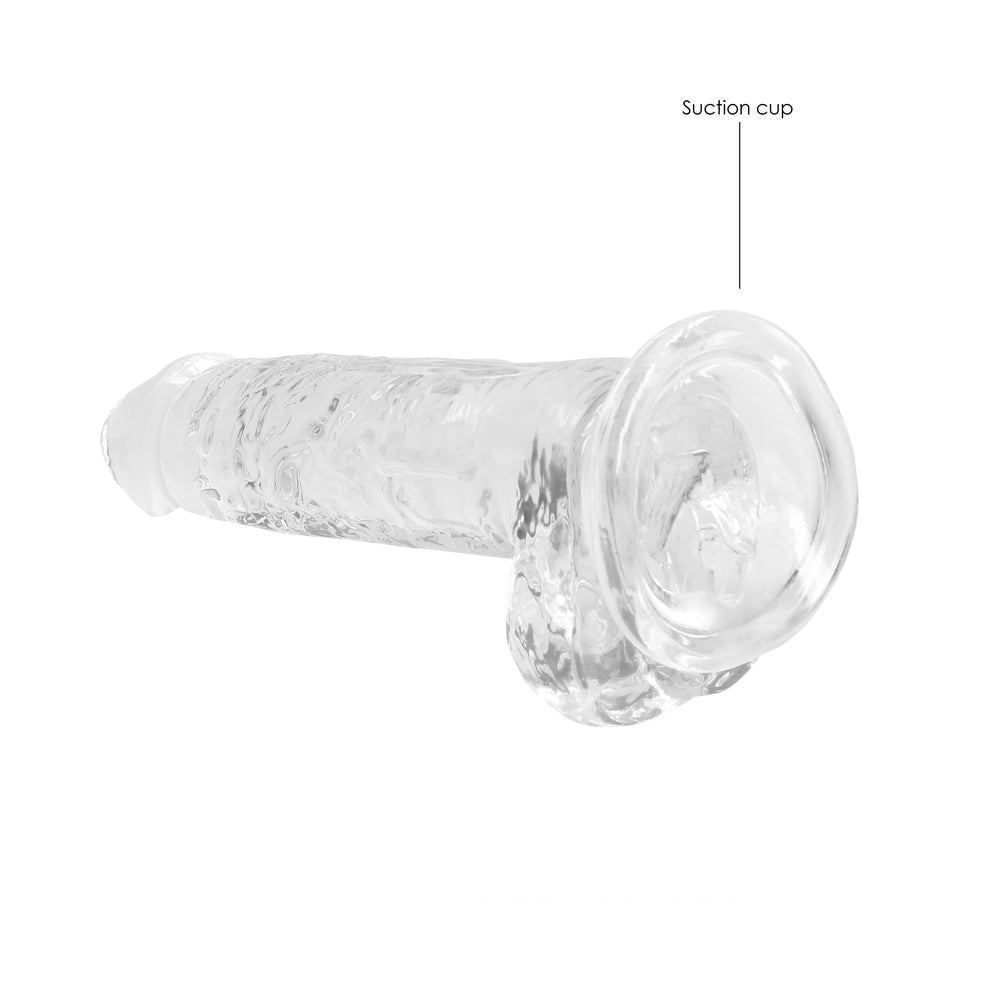 RealRock Crystal Clear Realistic 7 in. Dildo With Balls and Suction Cup Clear - Fantasies Boutique