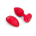 b-Vibe Vibrating Heart Anal Plug with Heart-Shaped Jewel Base M/L Red - Fantasies Boutique