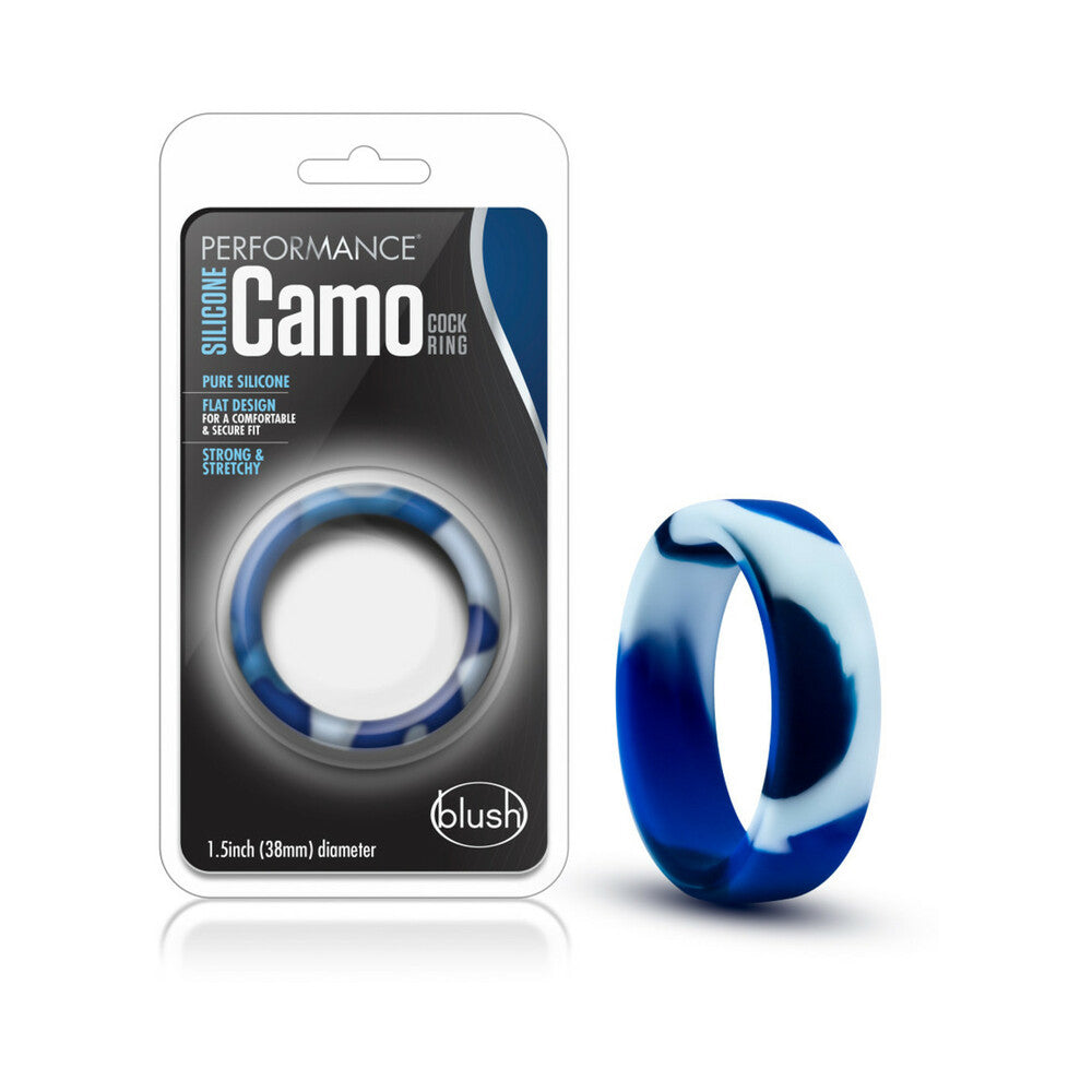 Blush Performance Silicone Camo Cock Ring Blue Camouflage - Fantasies Boutique