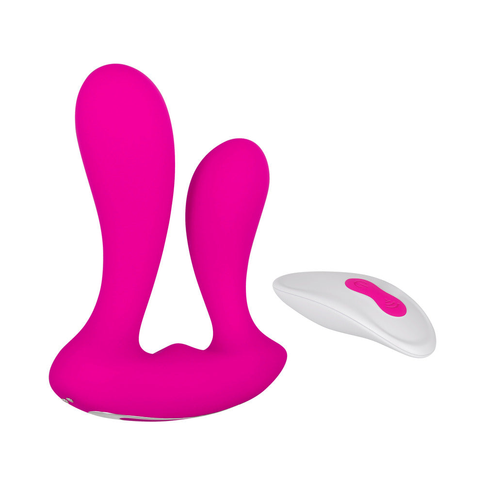 Adam & Eve Rechargeable Remote-Controlled Silicone Dual Entry Vibrator Pink - Fantasies Boutique