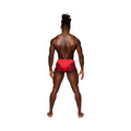 Male Power Sassy Lace Bikini Solid Pouch Red XL