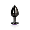 Ouch! Heart Gem Butt Plug Medium Gunmetal/Amethyst