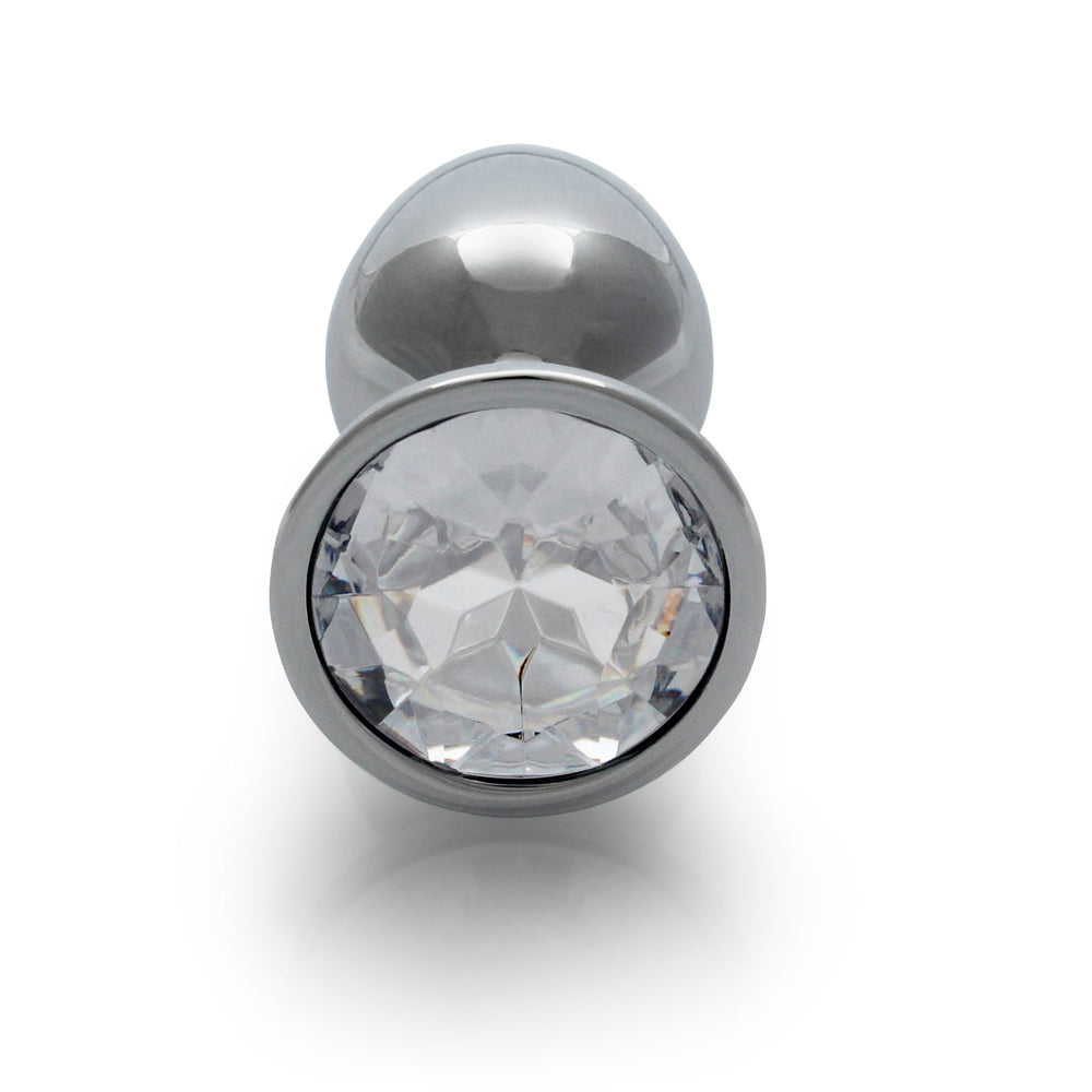 Ouch! Round Gem Butt Plug Small Silver/Diamond - Fantasies Boutique