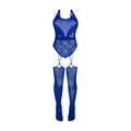 Magic Silk Seamless Gartered Bodystocking Blue O/S