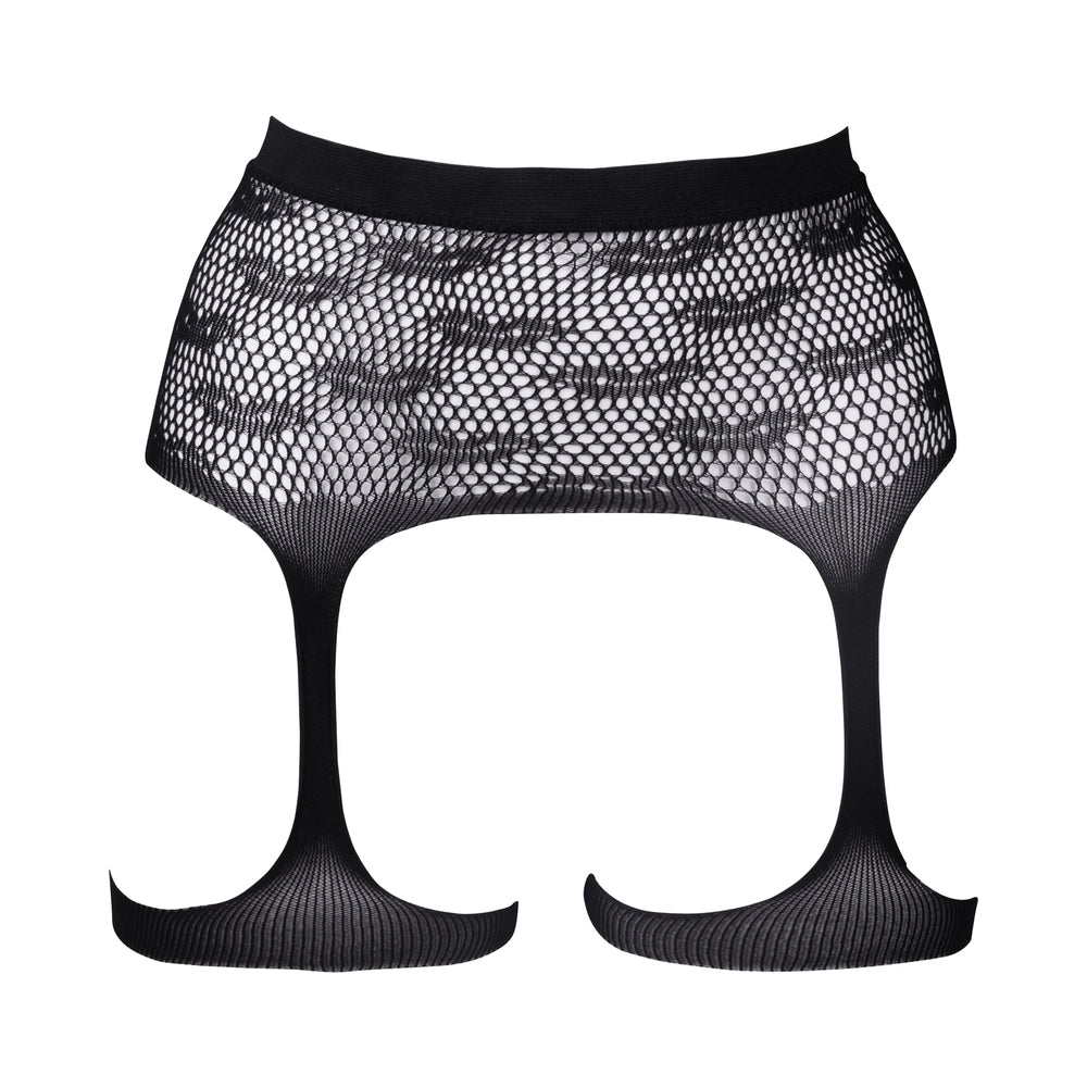 Shots Le Desir Bliss Kiss-Patterned Fishnet Garter belt Black O/S - Fantasies Boutique
