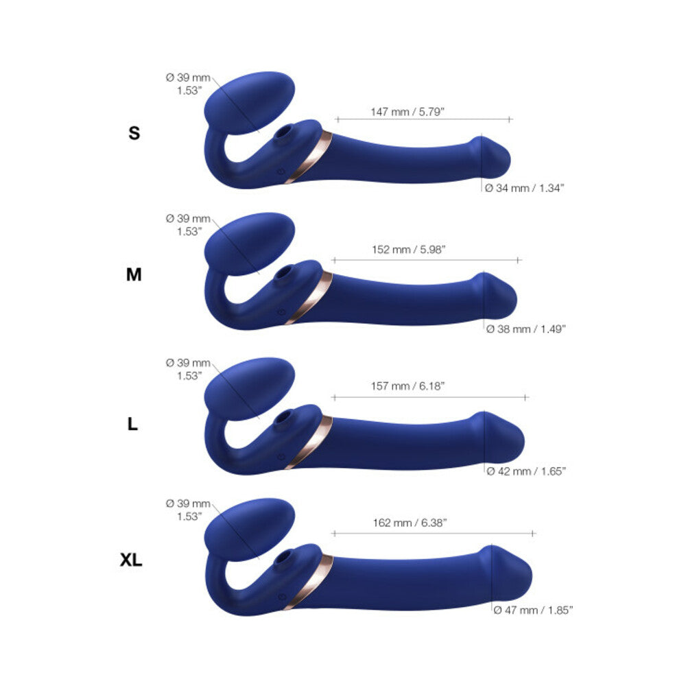 Strap-On-Me Rechargeable Remote-Controlled Multi Orgasm Bendable Strap-On Night Blue L - Fantasies Boutique
