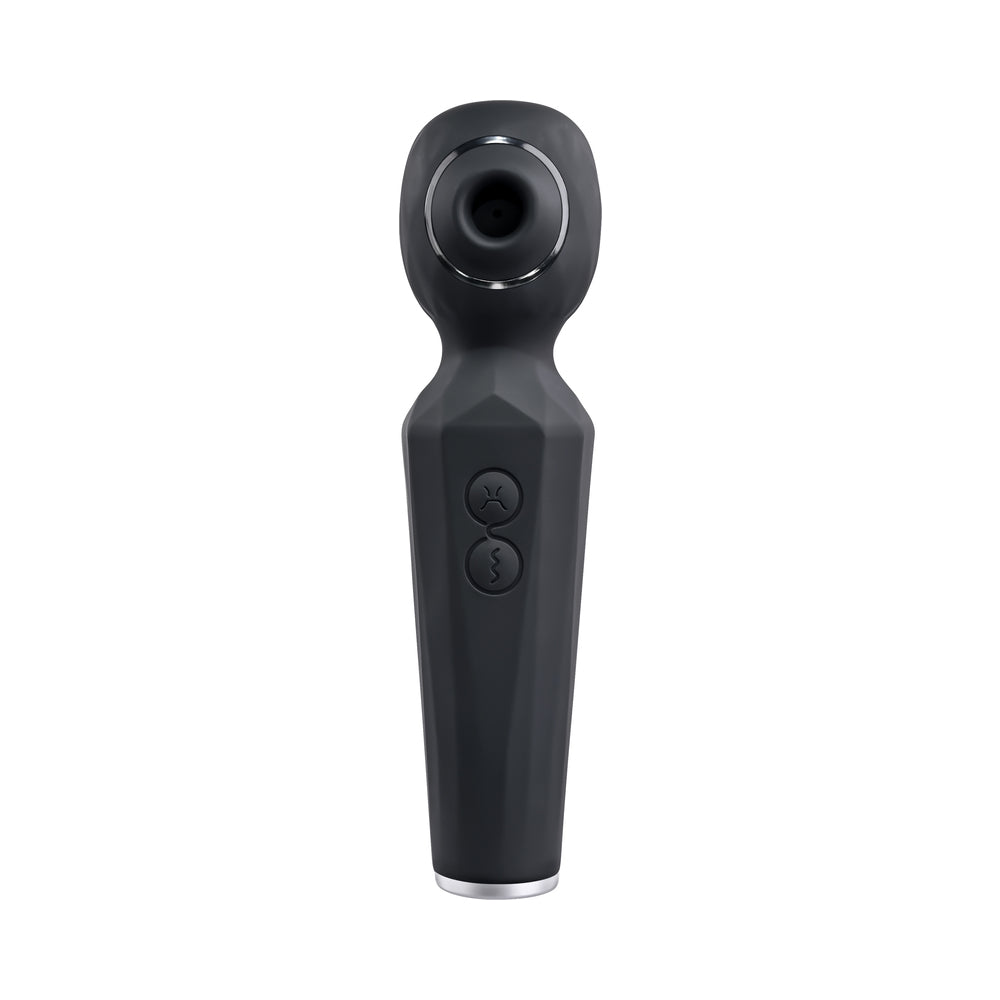 Evolved Rainbow Sucker Light-Up Rechargeable Dual-Function Silicone Suction Wand Vibrator Black - Fantasies Boutique