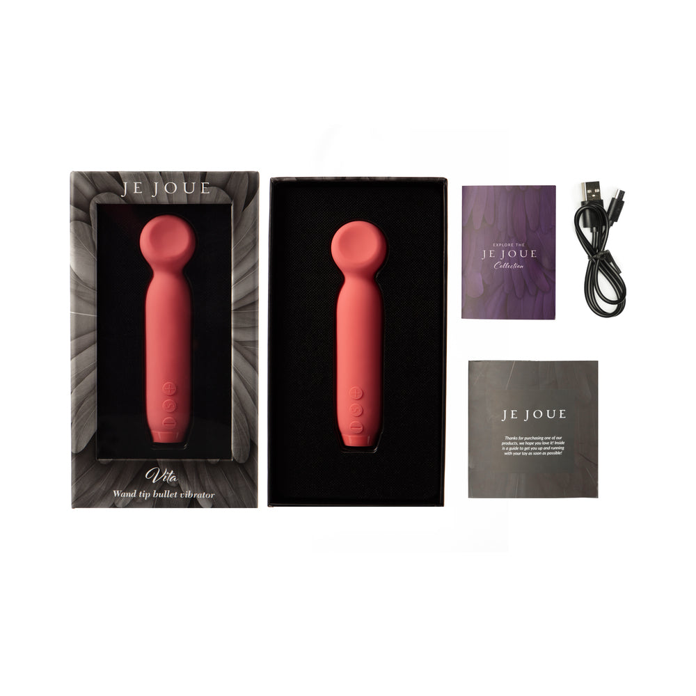 Je Joue Vita Rechargeable Silicone Wand Tip Bullet Vibrator Watermelon Pink - Fantasies Boutique