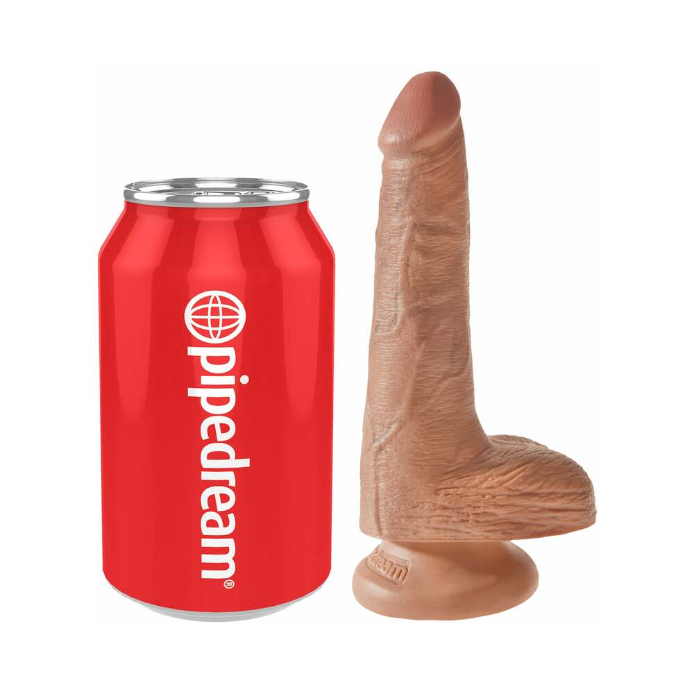 King Cock 6 in. Cock With Balls Realistic Suction Cup Dildo Tan - Fantasies Boutique
