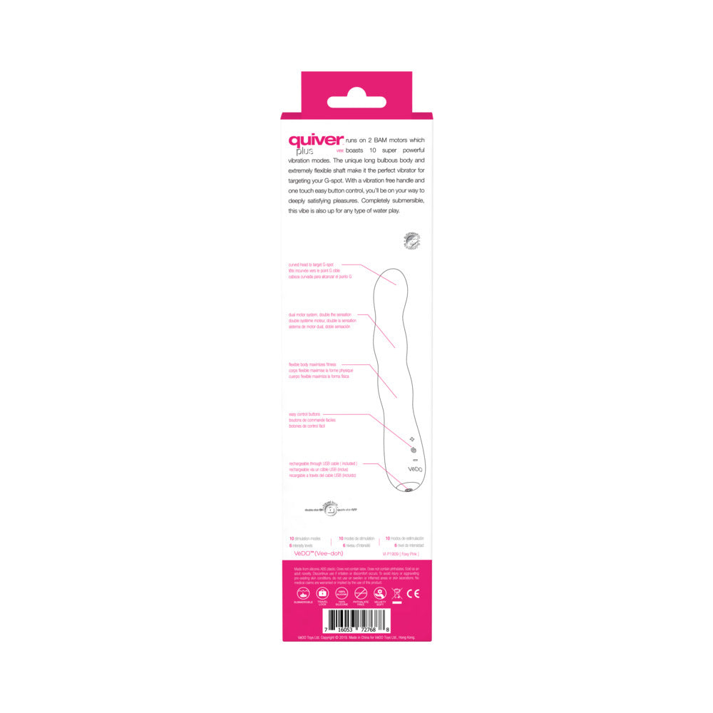 VeDO Quiver Plus Rechargeable Vibe Foxy Pink - Fantasies Boutique