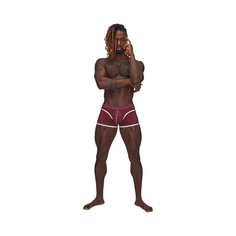 Male Power Sport Mesh Sport Mini Short Burgundy S