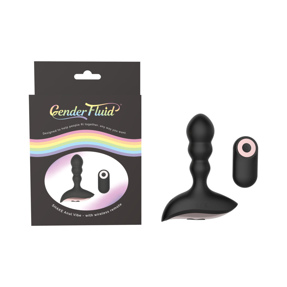 Gender Fluid Shake Rechargeable Remote-Controlled Silicone Anal Vibrator Black - Fantasies Boutique
