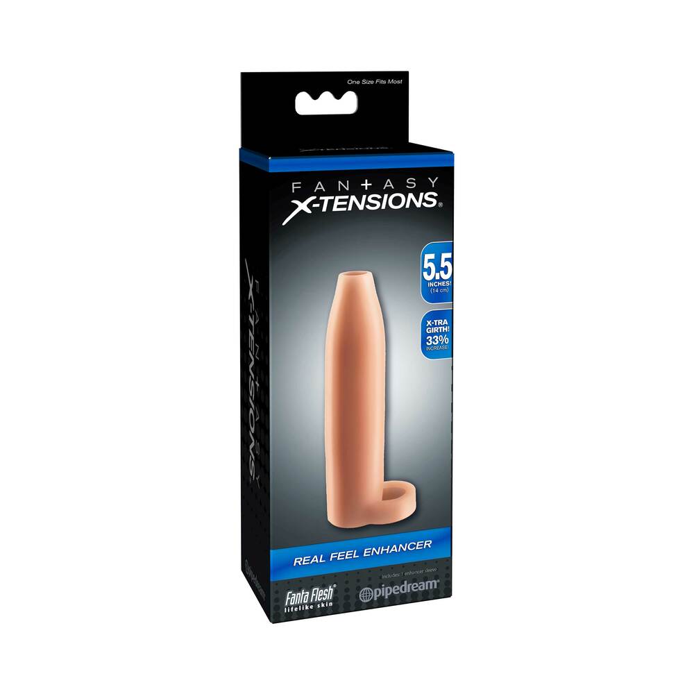 Pipedream Fantasy X-tensions 5.5 in. Real Feel Enhancer Open-Ended Sling Beige - Fantasies Boutique
