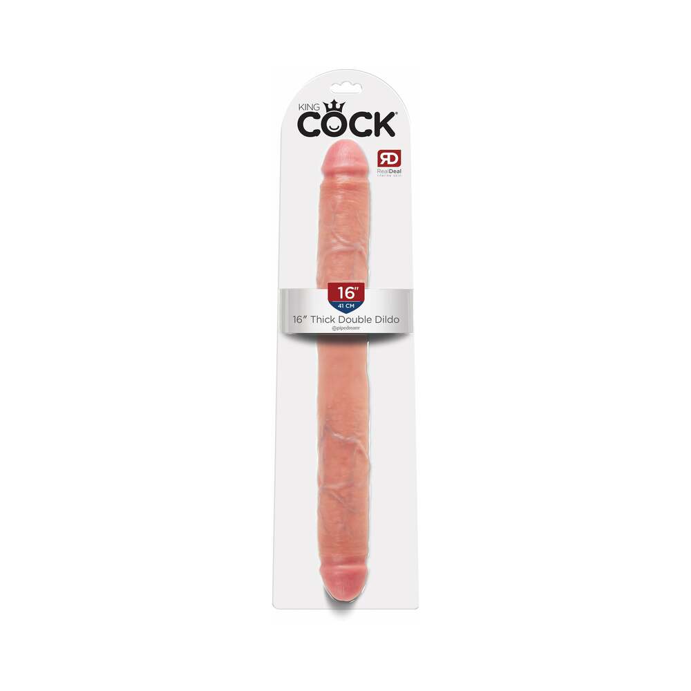 King Cock 16 in. Thick Double Dildo Realistic Beige - Fantasies Boutique