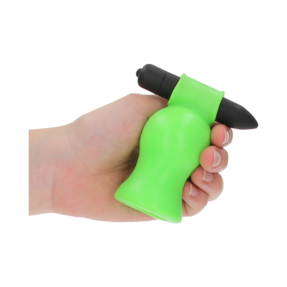 Ouch! Glow in the Dark Vibrating Head Masturbator Neon Green