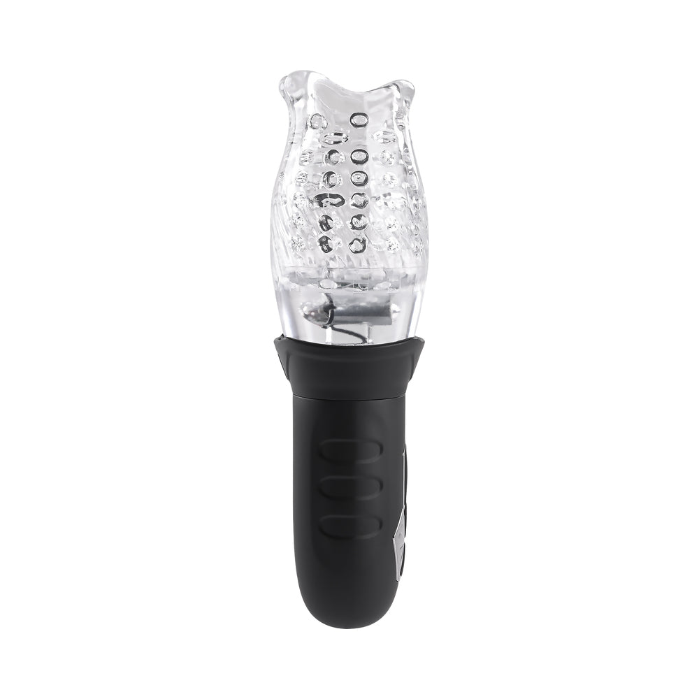 Zero Tolerance Cyclone Rechargeable Vibrating Spinning Stroker Black Clear - Fantasies Boutique
