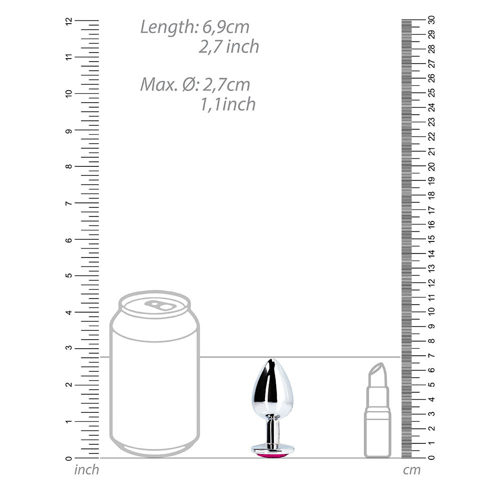 Shots Ouch! Heart Gem Butt Plug Small Silver/Rubellite Pink - Fantasies Boutique