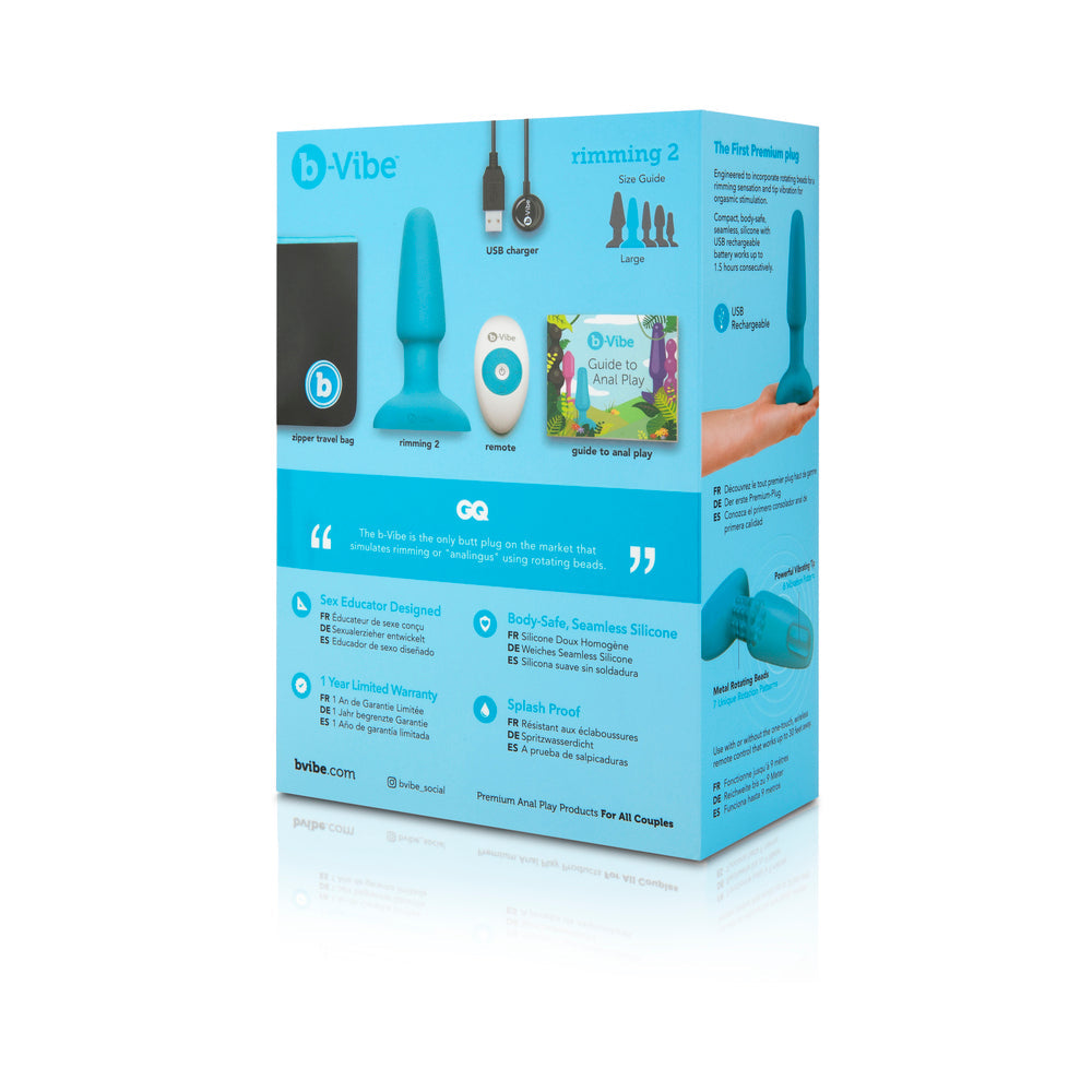 b-Vibe Rimming 2 Rotating and Vibrating Remote Control Plug Teal - Fantasies Boutique