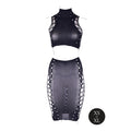 Le Desir Shade Kala XXXVII 2-Piece with Turtleneck, Crop Top & Skirt Black O/S - Fantasies Boutique