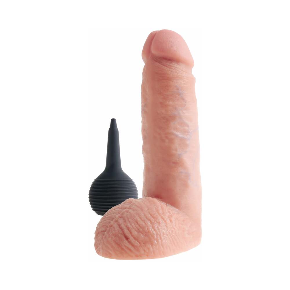 King Cock 8 in. Squirting Cock With Balls Realistic Dildo Beige - Fantasies Boutique