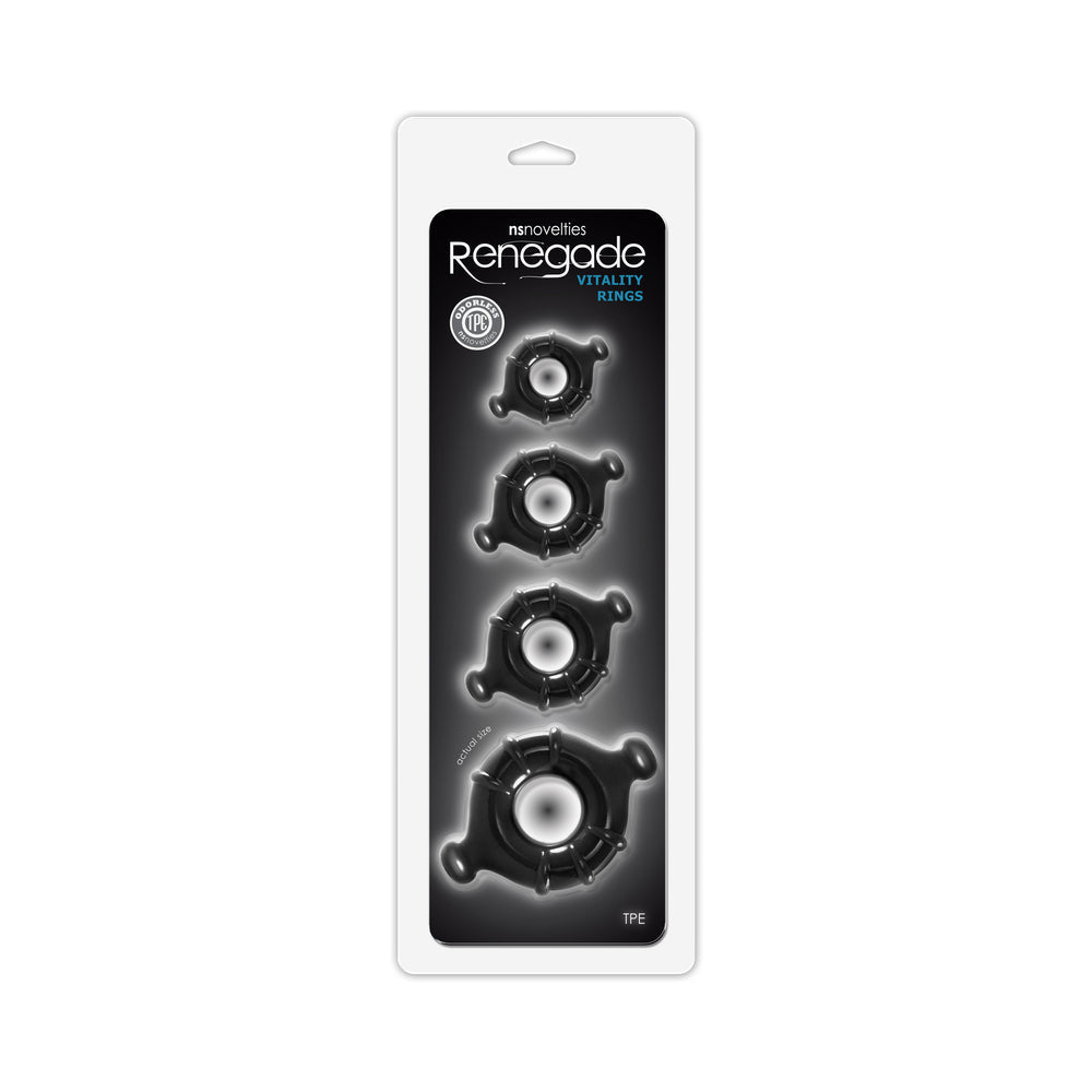 Renegade Vitality Rings 4-Pack Black - Fantasies Boutique